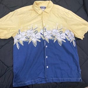 Mens large floral collared button up